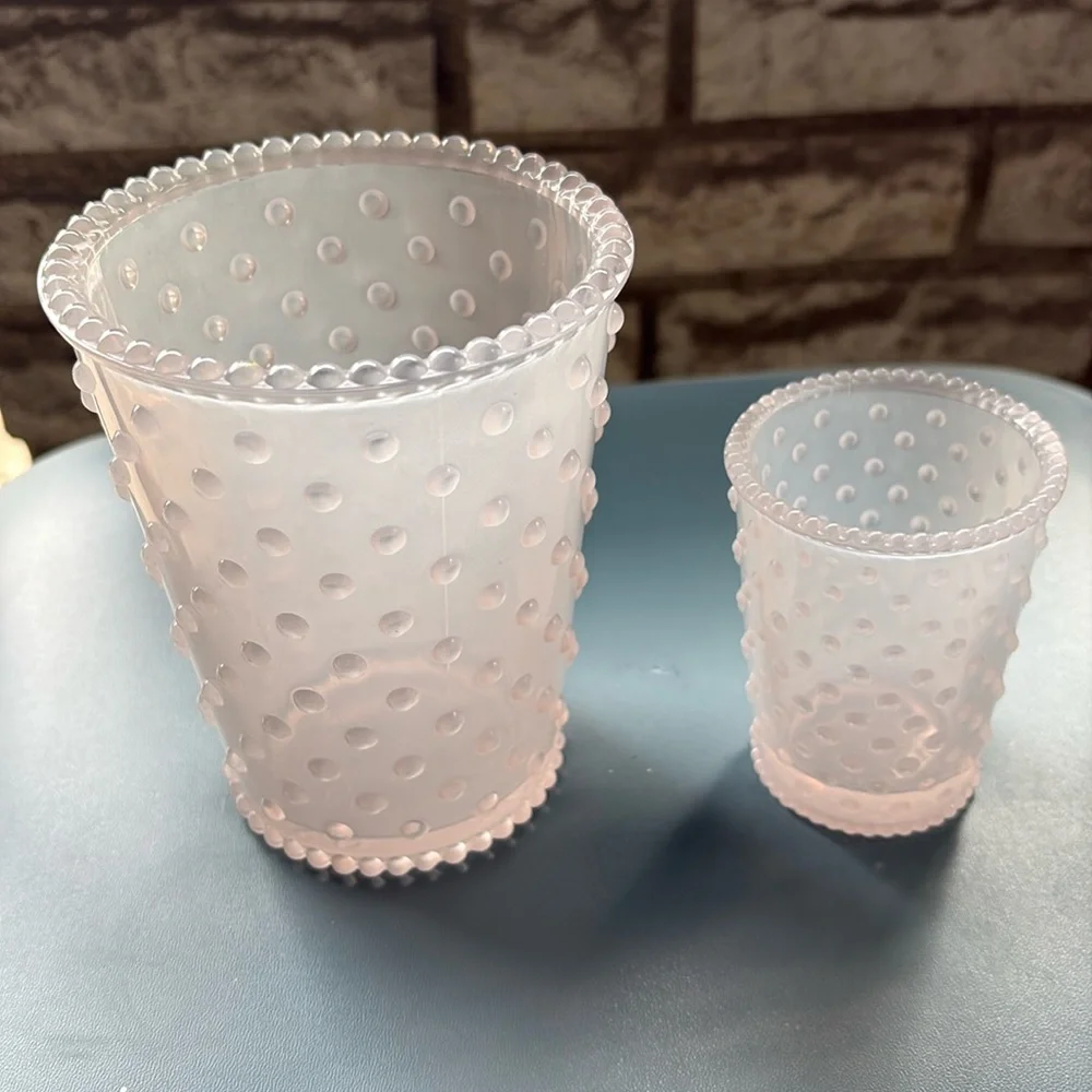Elegant White Hobnail Glass Set of 2